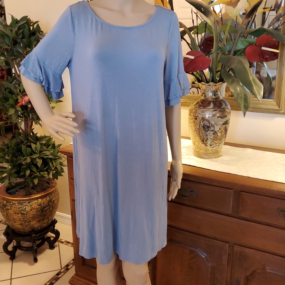 Coastal Comfort Lounge Dress/Nightgown - Blue